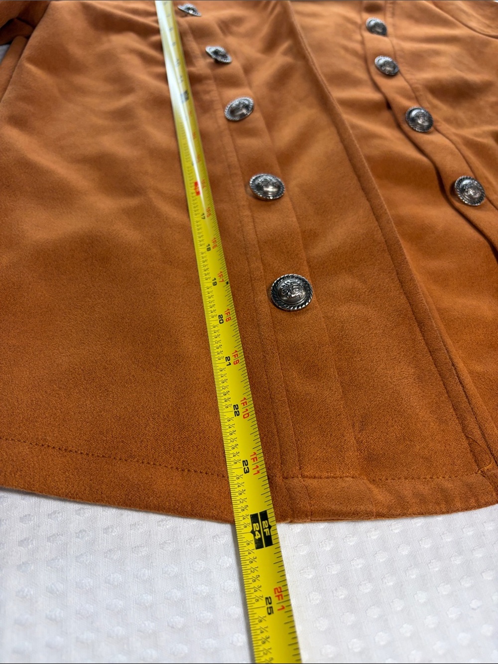Brown orange Rust-Brown Double-Breasted Pea Coat - Picture 6 of 8